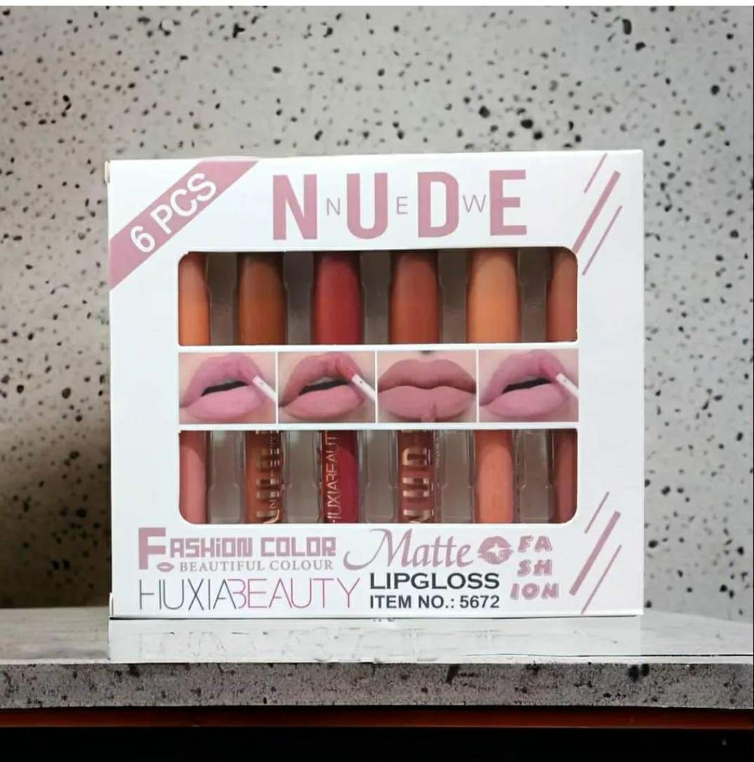 Matte Lip Gloss Pack of 6 Nude Shades
