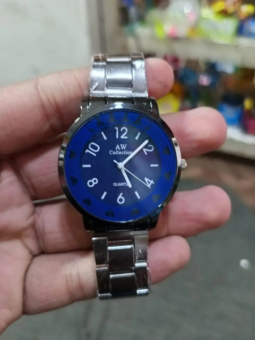 AW Collection Blue Dial Analog Quartz Watch with Stainless Steel Bracelet