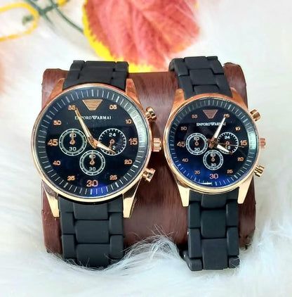 Unisex Quartz Couple Watches Set Round Case Multi Color