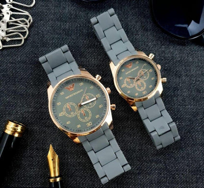 Unisex Quartz Couple Watches Set Round Case Multi Color