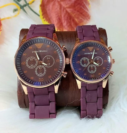 Unisex Quartz Couple Watches Set Round Case Multi Color