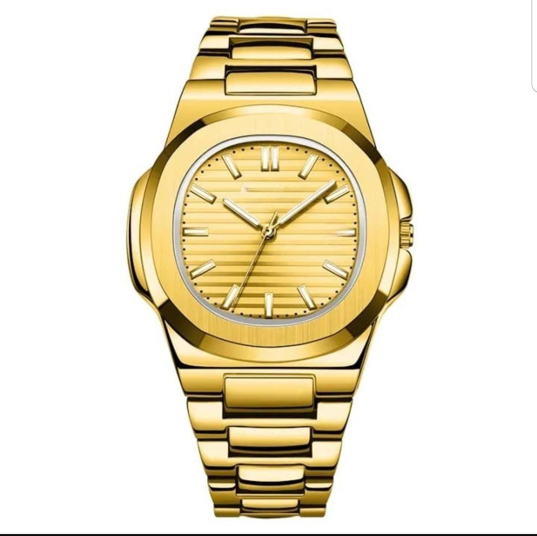 Men's Square Stainless Steel Quartz Watch with Chain Strap