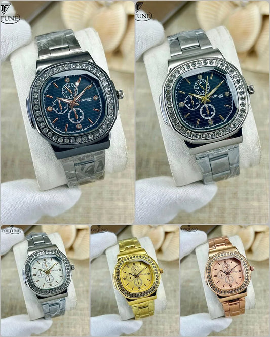 Women's Stainless Steel Chronograph Watch Blue Dial