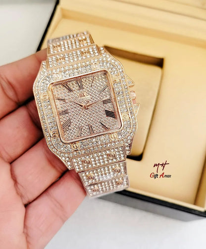 Luxury Diamond Rhinestone Watch Rose Gold Chain Strap