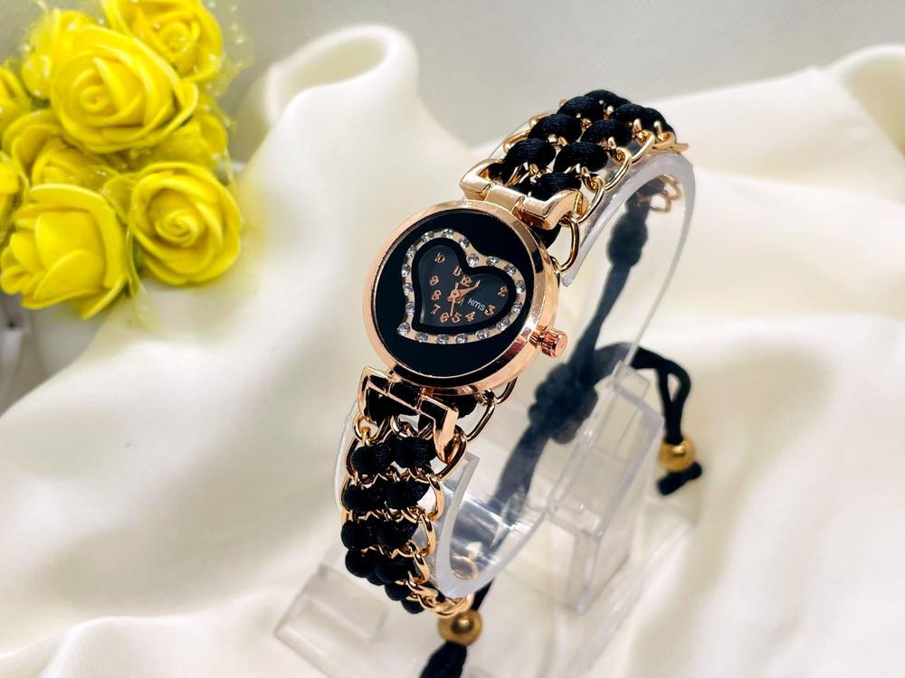 Rose Gold Heart Watch with Sparkles for Girls