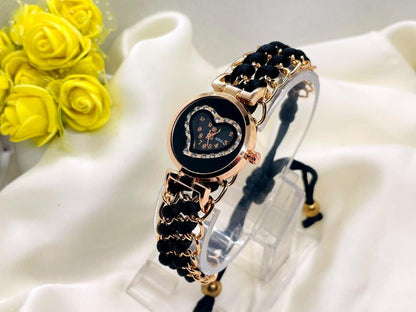 Rose Gold Heart Watch with Sparkles for Girls