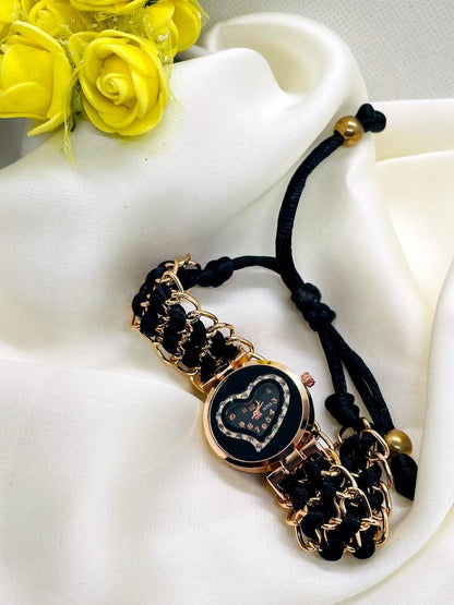 Rose Gold Heart Watch with Sparkles for Girls
