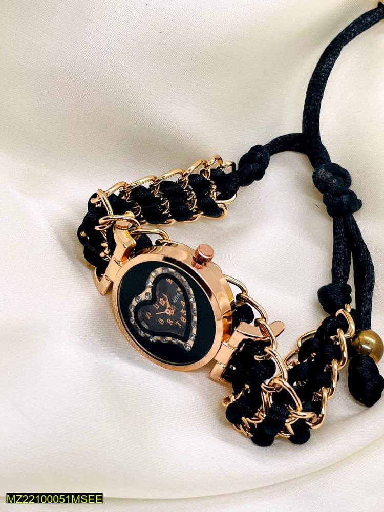 Rose Gold Heart Watch with Sparkles for Girls