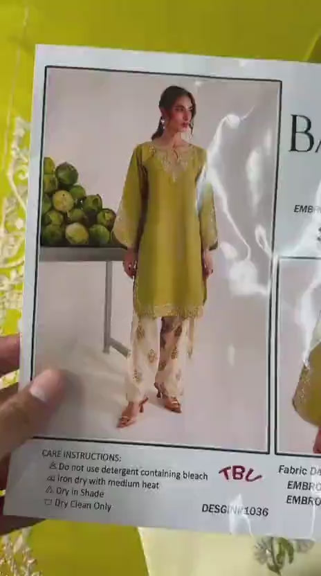 Yellow Embroidered Lawn Shirt & Trouser Set