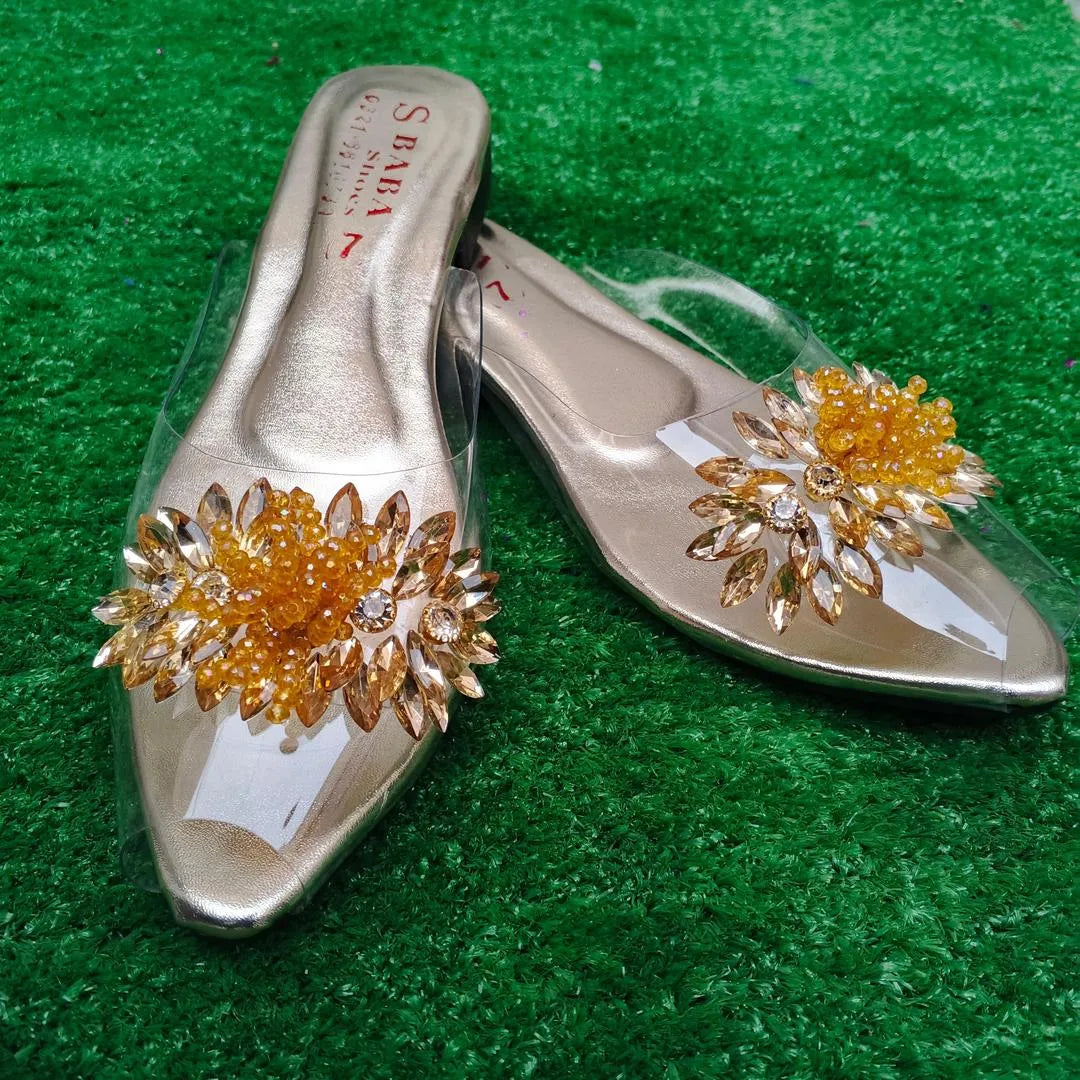 Golden Gemstone Half Slippers for Women Pakistan
