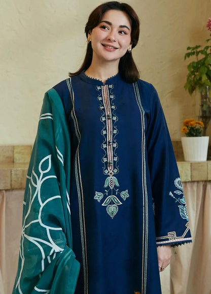 3-Piece Embroidered Lawn Suit Blue for Women