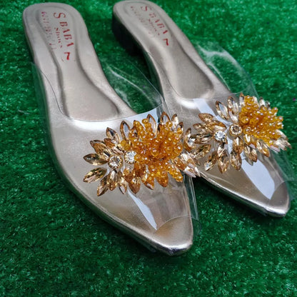 Golden Gemstone Half Slippers for Women Pakistan