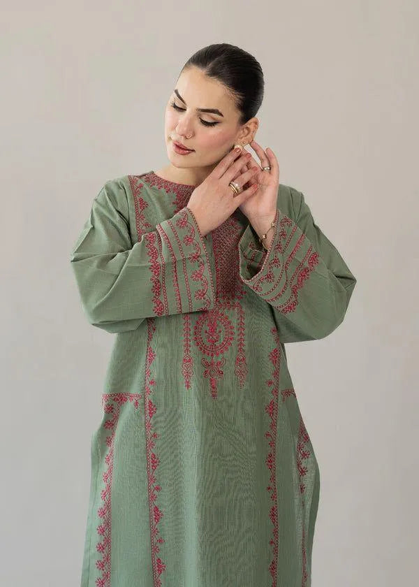 Green Embroidered 3-Piece Lawn Suit for Women