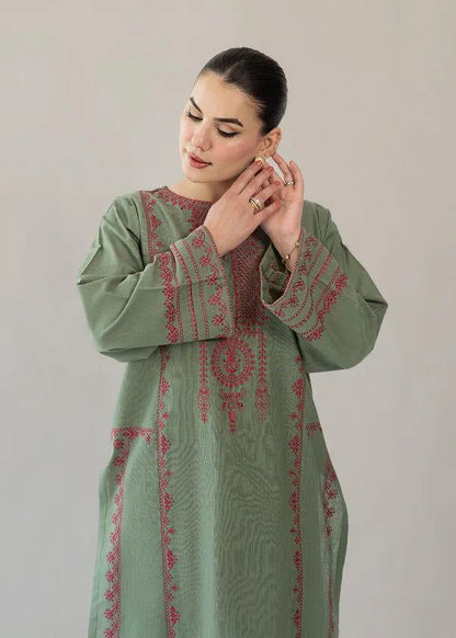 Green Embroidered 3-Piece Lawn Suit for Women