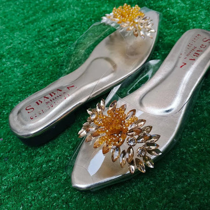 Golden Gemstone Half Slippers for Women Pakistan