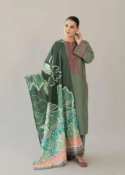 Green Embroidered 3-Piece Lawn Suit for Women
