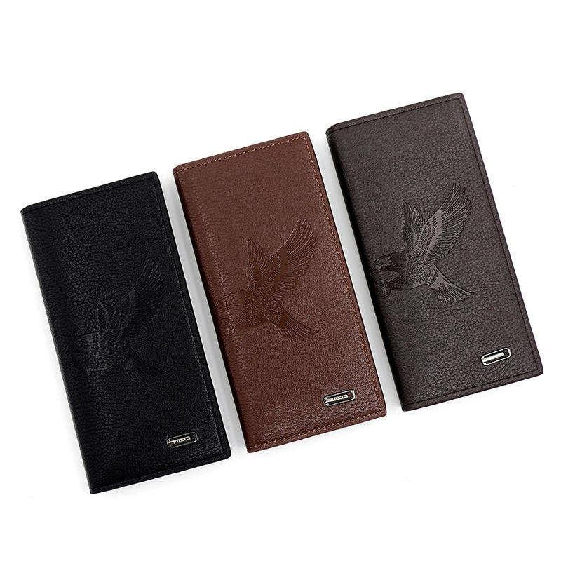 Men's Embossed Bird Leather Wallet Brown