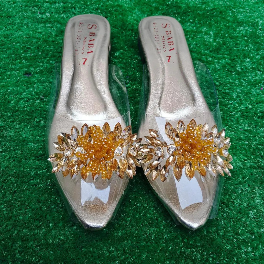 Golden Gemstone Half Slippers for Women Pakistan