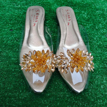 Golden Gemstone Half Slippers for Women Pakistan