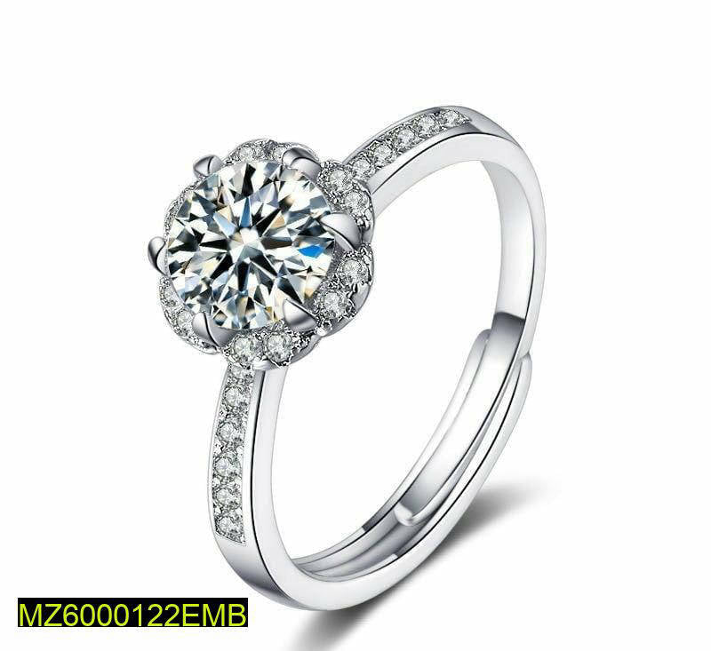 Adjustable Silver Plated CZ Ring for Women
