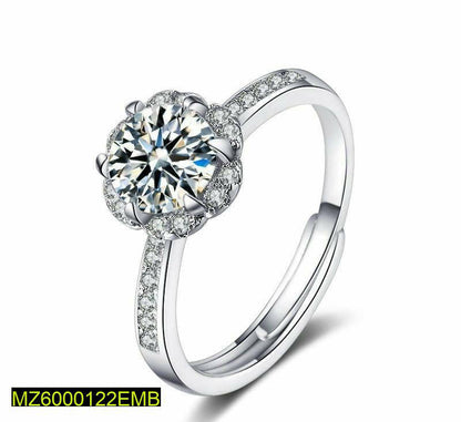 Adjustable Silver Plated CZ Ring for Women