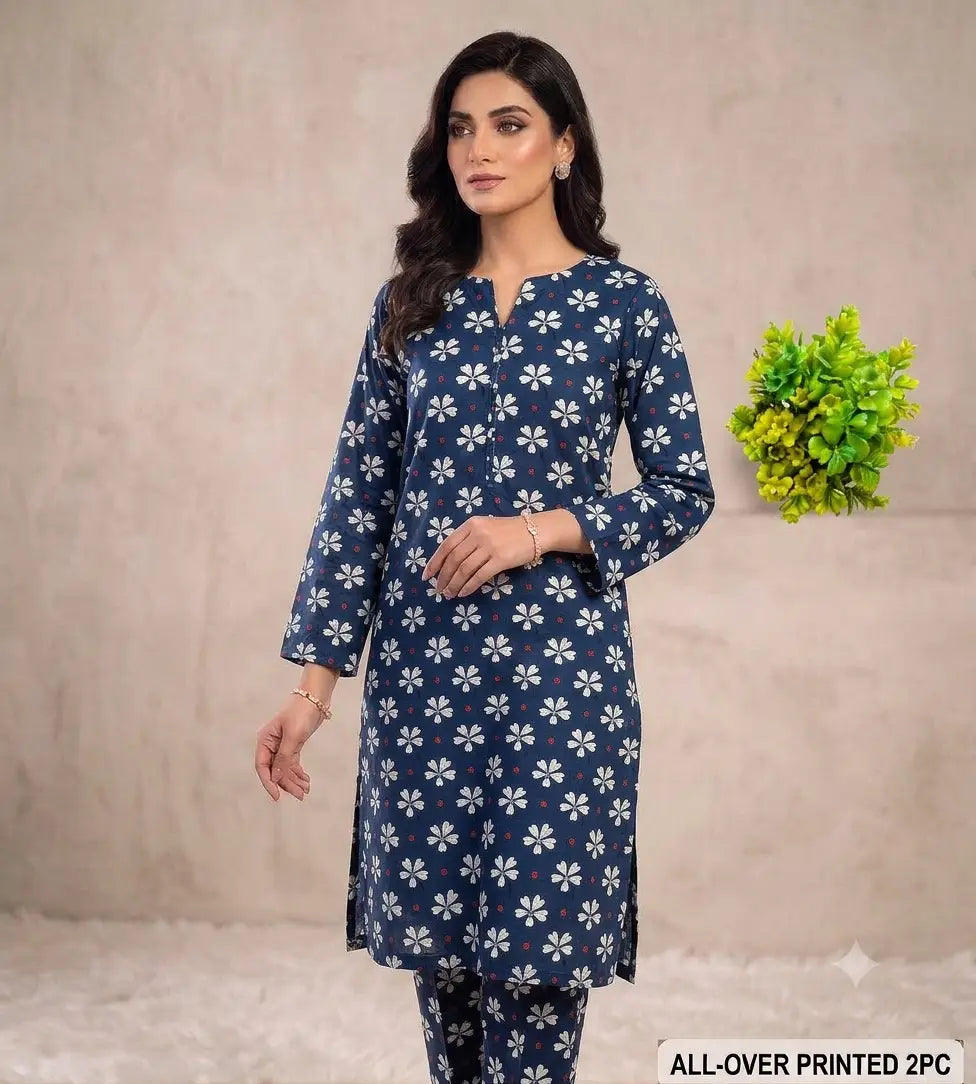 2 Pcs Women's Unstitched Printed Suit