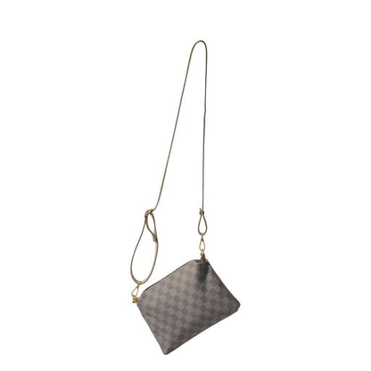 Grey Checkered 3-Piece PU Leather Shoulder Bag Set
