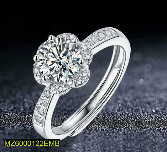 Adjustable Silver Plated CZ Ring for Women