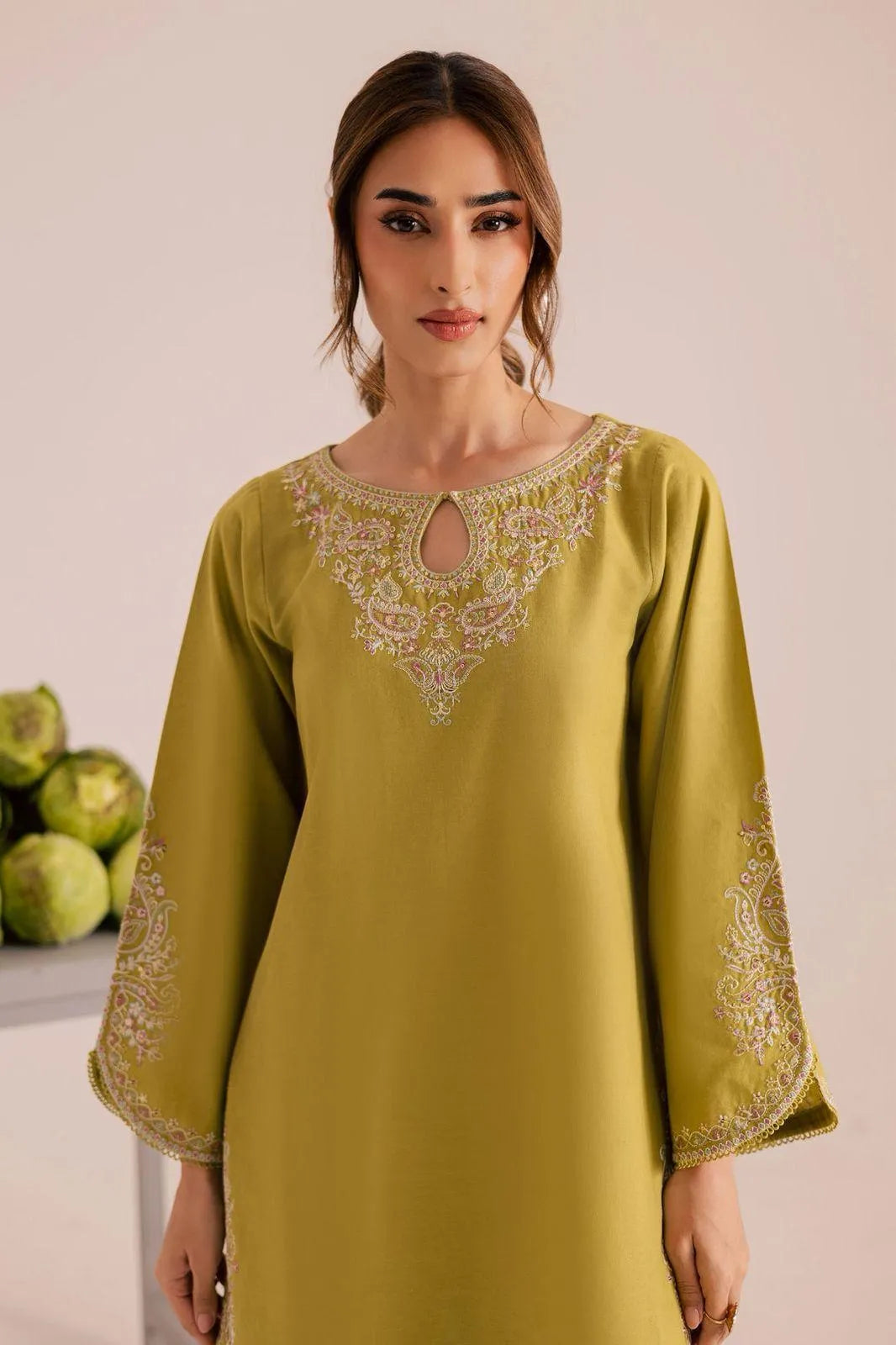 Yellow Embroidered Lawn Shirt & Trouser Set