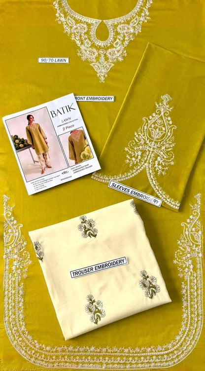 Yellow Embroidered Lawn Shirt & Trouser Set