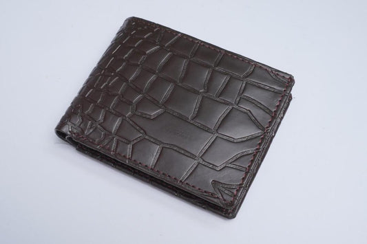 Men's Brown Croc Leather Bi Fold Wallet