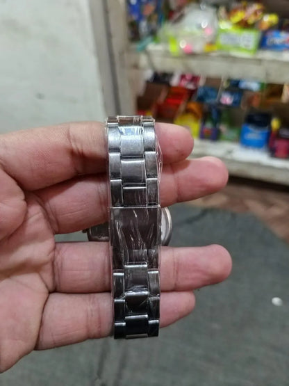 AW Collection Blue Dial Analog Quartz Watch with Stainless Steel Bracelet